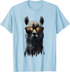 Funny Llama Lover Graphics Funny Alpaca Llama with Sunglasses Animal Graphic T-Shirt - Baby Blue