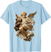 Vintage Angel Aesthetic Classical Art Cute Cherub Angel with Bear Baroque Renaissance Aesthetic T-Shirt - Baby Blue
