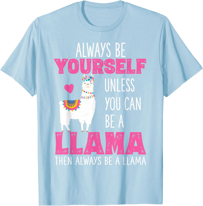 Llama Shirts by Memme Cute Funny Llama Shirt Llamas Lover Shirts Girls Women T-Shirt - Baby Blue