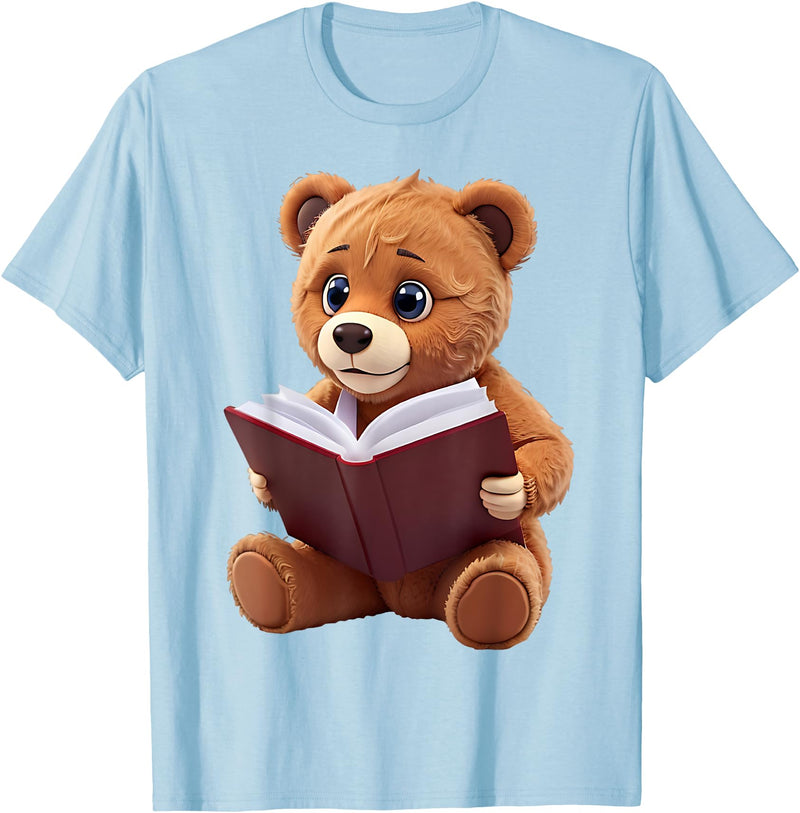 Funny Teddy Bear reading a book: Graphic for bear lovers T-Shirt - Baby Blue