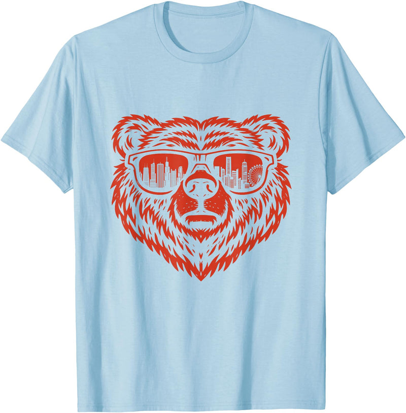 Bear Lover Merch Bear Sunglasses - Bear Lover T-Shirt - Baby Blue