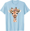 Floral Giraffe Animal Lovers Wild Nature Cute Animal Flower Crown Giraffe T-Shirt - Baby Blue