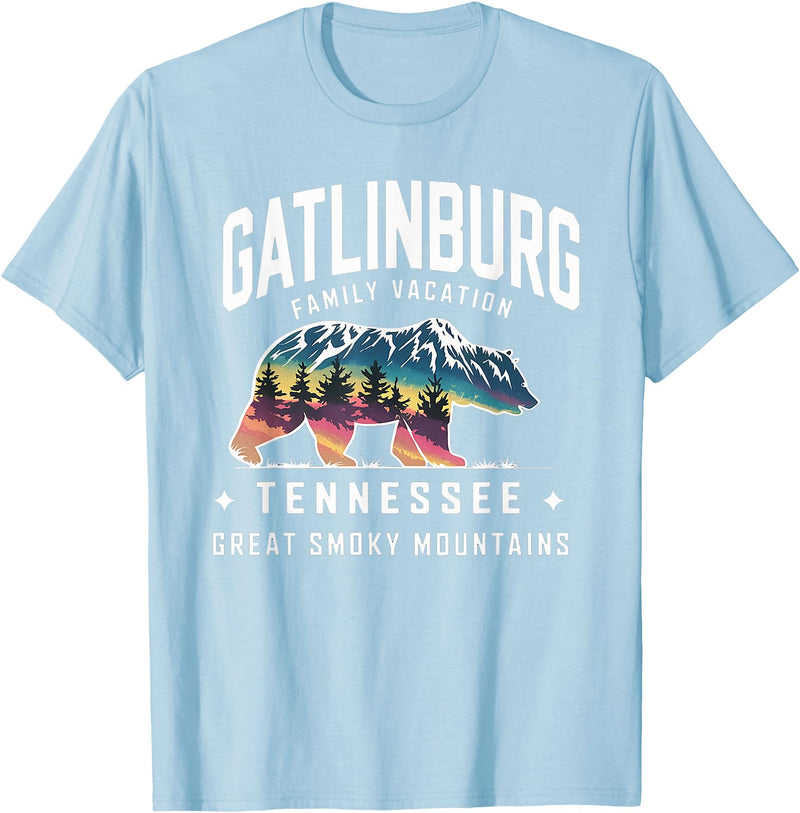 Gatlinburg Family Vacation Tees Family Vacation Mountains Gatlinburg Tennessee Bear Souvenir T-Shirt - Baby Blue