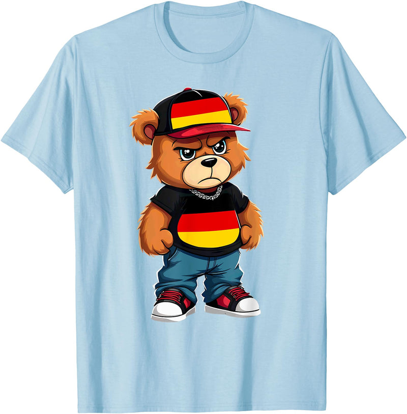 German Teddy Bear Breakdance Rapper German Flag Teddy Bear Germany Hip Hop T-Shirt - Baby Blue