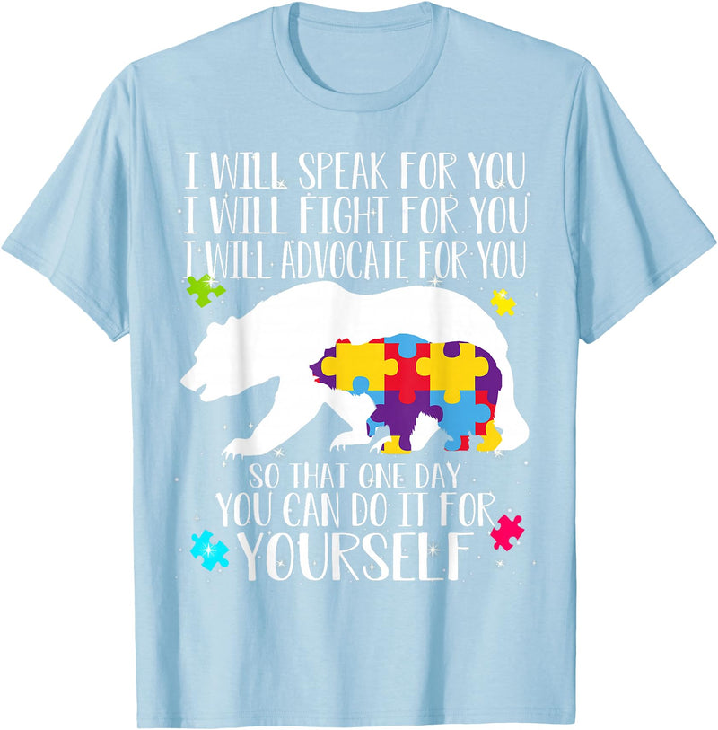 Mama Papa Bear Shirt Autism Awareness Shirt For Women Men T-Shirt - Baby Blue