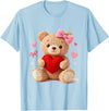 Cute Crochet Valentine Love Art Studio Be My Valentine Cute Crochet Yarn Teddy Bear Love T-Shirt - Baby Blue