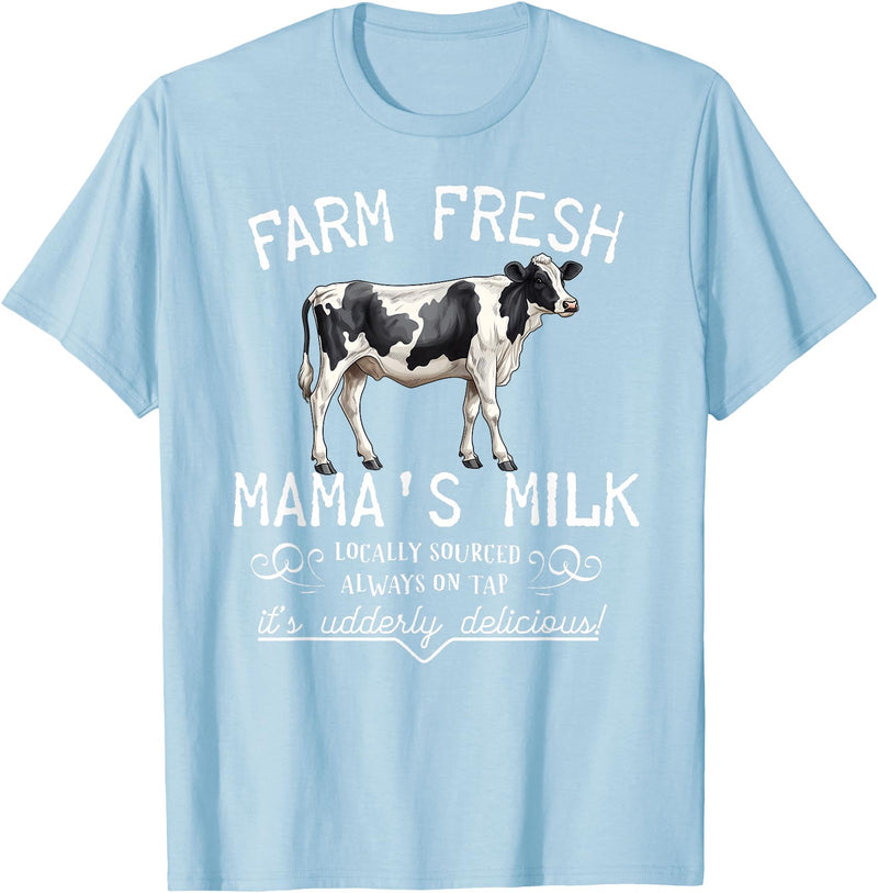 New Mommy Breastfeeding HumorDesigns for Women Funny Breastfeeding Mama's Milk Cow Farm Lacatation New Mom T-Shirt - Baby
