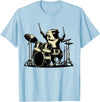 Retro Drummer Guinea Pig Lover Rock Design Guinea Pig Drummer Rock Drummer Guinea Pig Playing Drums T-Shirt - Baby Blue