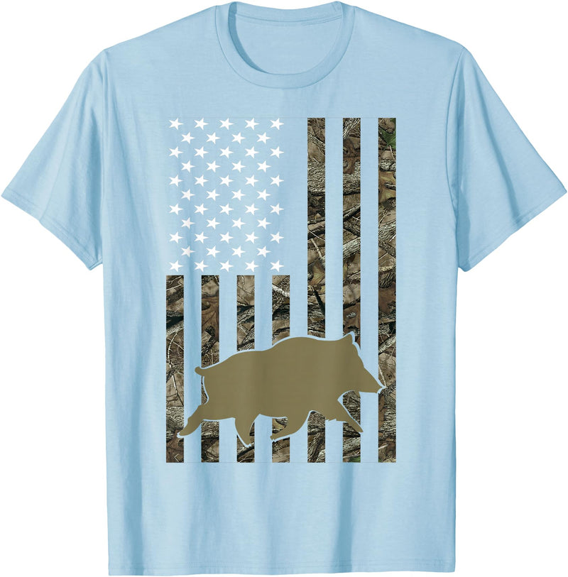 Hunting By Design Tee Company Hog Hunting Shirts for Men Women Wild Boar Pig Hunter T-Shirt - Baby Blue