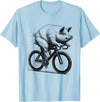 Pig Biker Pig Riding Bike Biker Bicycle Lover Biking T-Shirt - Baby Blue