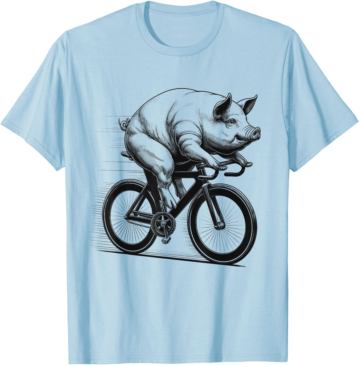 Pig Biker Pig Riding Bike Biker Bicycle Lover Biking T-Shirt - Baby Blue