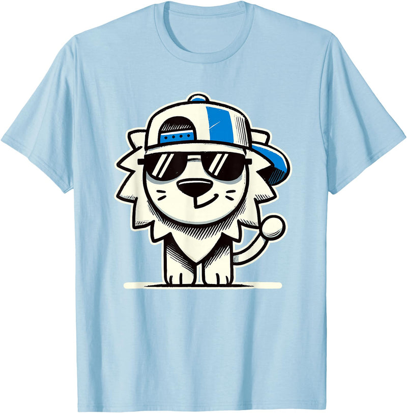Nerrrdy Lion Hipster Men Women Kids Boys Girls Funny Lion T-Shirt - Baby Blue