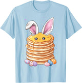 Pancake Food Easter Rabbit Eggs Bunny Ears Breakfast Cute T-Shirt in Baby Blue