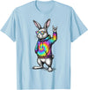 Cute Easter Bunny Rock Rabbit Sunglasses Happy Easter T-Shirt in Baby Blue