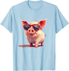 Funny Piggy Pig Sunglasses Piggy Costume for bespectacled Pigs Lovers T-Shirt - Baby Blue