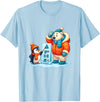 Cute Winter Penguin Polar Bear Humor Funny Penguin Teaching Polar Bear Winter T-Shirt - Baby Blue