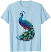 Peacock Peafowl Colorful Bird Peacock Illustration T-Shirt - Baby Blue