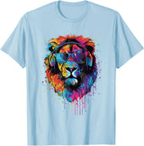 Lion Sunglasses Headphones Design Lion Sunglasses Headphones T-Shirt - Baby Blue