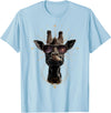 Safari Animal Art Giraffe with Sunglasses Graphic Safari Giraffe Animal Lover T-Shirt - Baby Blue