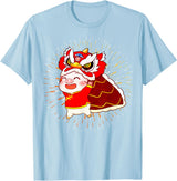 Funny Pig Chinese New Year Celebration Funny Pig Chinese New Year Lion Dancing Piggy T-Shirt - Baby Blue