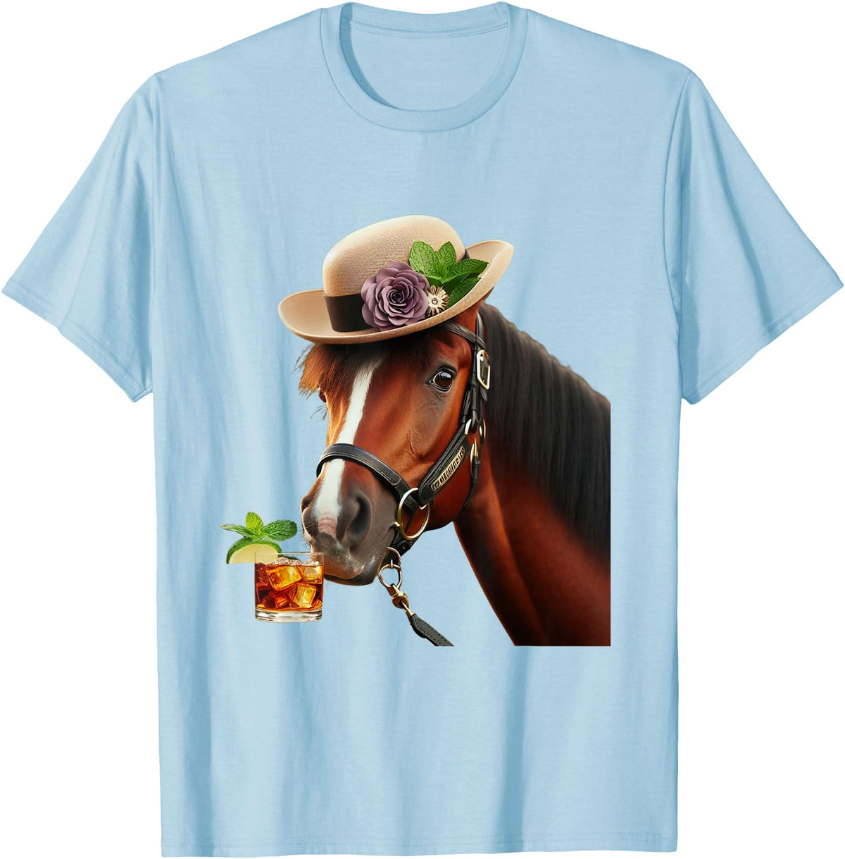 Funny Horse Derby Shirt Vintage Retro Apparel Funny Horse Derby Party T-Shirt - Baby Blue