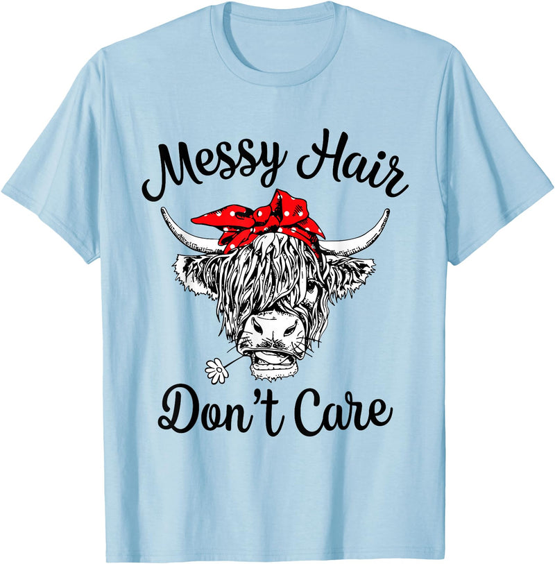 Highland Cow Cattle Bandana Messy Hair Women Girls Scottish Highland Cow Cattle Bandana Messy Hair Don't Care T-Shirt - Baby