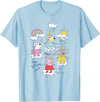 Peppa Pig Splish Splash Splosh Friends Playing In Puddles T-Shirt - Baby Blue