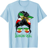 Iran For Women Iranian For Girl Flag Lion Persian T-Shirt - Baby Blue