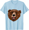 Bear Head Gift idea for Bear Lover Smile friendly brown Bear Head for Bears Lovers T-Shirt - Baby Blue