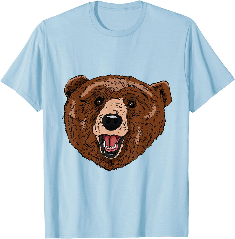 Bear Head Gift idea for Bear Lover Smile friendly brown Bear Head for Bears Lovers T-Shirt - Baby Blue