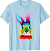 Colorful Rabbit Head Safari Animal Art Wildlife T-Shirt in Baby Blue