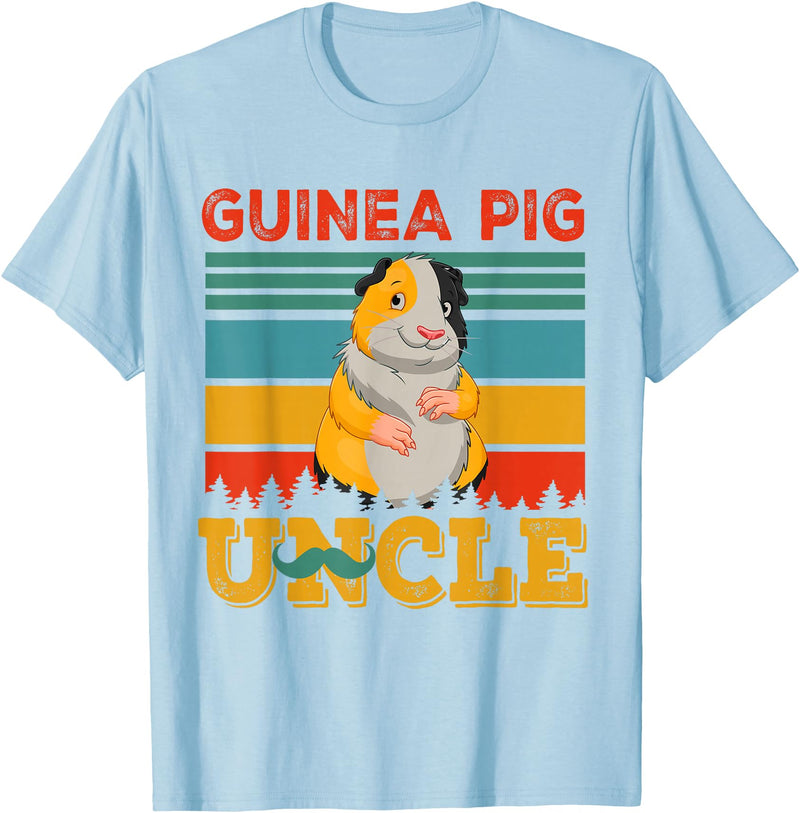 Rodent Father's Day Costume Vintage Retro Guinea Pig Uncle Matching Rodent Lover Family T-Shirt - Baby Blue