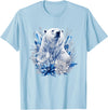 Arctic Polar Bear Crystal Flowers Nature Majestic Arctic Polar Bear with Ice Flowers Fantasy T-Shirt - Baby Blue