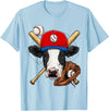 Wowsome! Cow Baseball Cow Lovers Baseball Player T-Shirt - Baby Blue