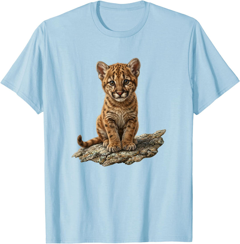 Cute Cougar & Mountain Lion Apparel Cute Mountain Lion Cub Cougar T-Shirt - Baby Blue