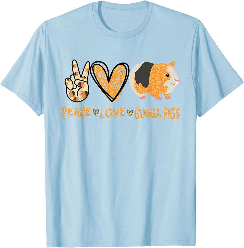 Funny Guinea Pig Lover Peace Love Guinea Pigs Cute Guinea Pig Lover T-Shirt - Baby Blue