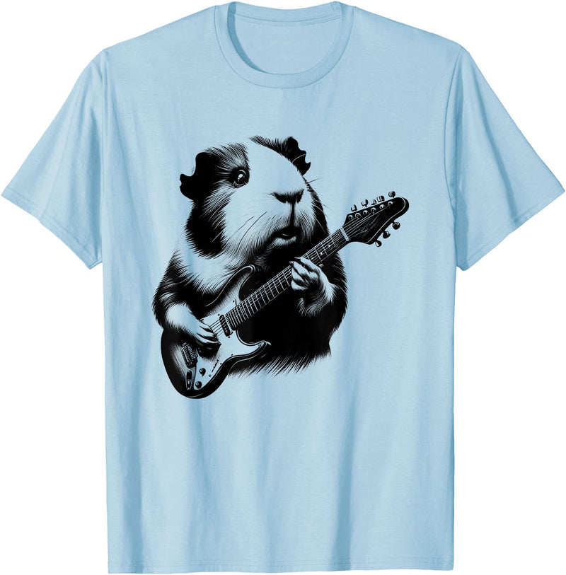 Electric Guitar Guinea Pig Co. Guinea Pig Playing Electric Guitar Rock Star Guitarist T-Shirt - Baby Blue