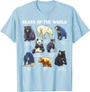 GoshWow Bears of The World Kawaii Types of Bears Wildlife Zoo Bear T-Shirt - Baby Blue