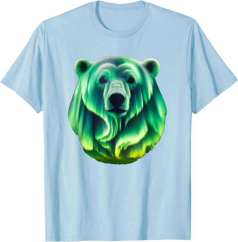 Northern Lights Polar Bear Clothes Aurora Borealis Alaska Northern Lights Polar Bear T-Shirt - Baby Blue