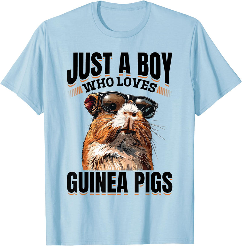 Funny Guinea Pig Pet Lover Rodent Lover Graphics Funny Guinea Pig Pet Lover Rodent Animal Just a Boy Who T-Shirt - Baby Blue