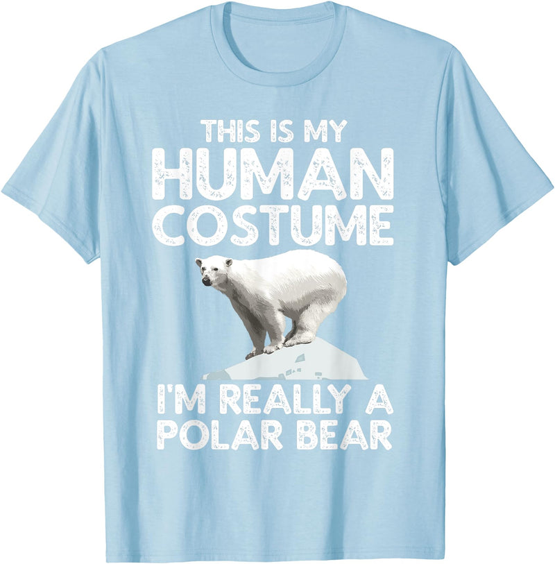 Polar Bear Gift Polar Bear Accessories & Stuff Cool Polar Bear for Men Women Human Costume Animal Halloween T-Shirt - Baby Blue
