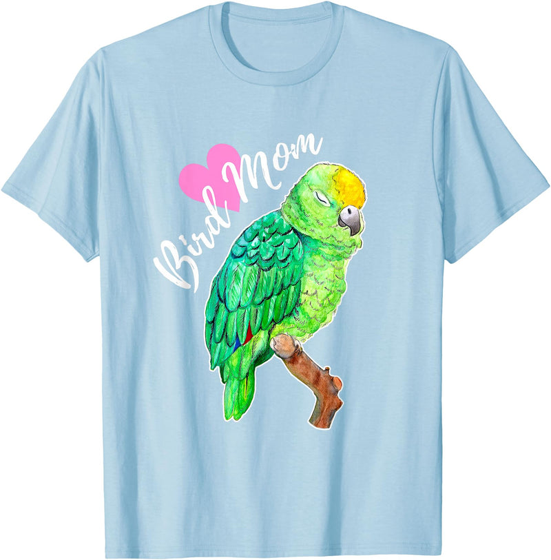 Parrot and Pet Bird Owners Amazon Parrot Lover Bird Mom Watercolor T-Shirt - Baby Blue