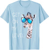 Funny Giraffe Zoo Tall Wildlife Tees & Gifts Get On My Level - Giraffe Glasses Giant Zoo Animal Saying T-Shirt - Baby Blue