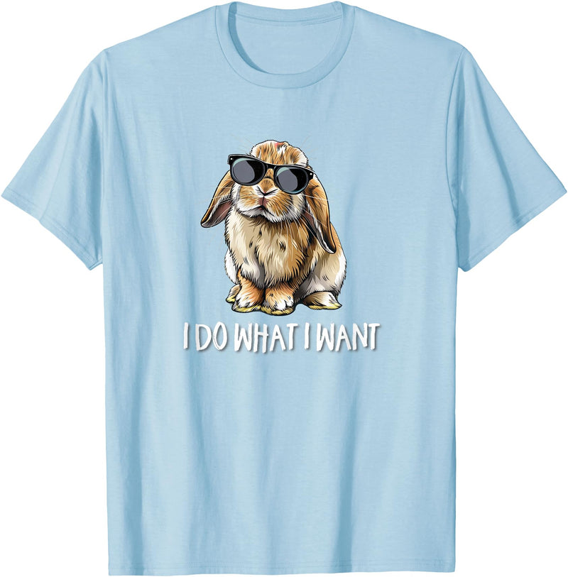 Mens Boys Girls Do What I Want Mini Holland Lop Rabbit Lover Hoodie in Baby Blue