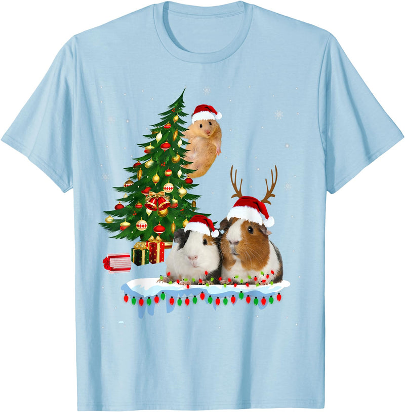 zainjr Christmas Christmas Guinea Pig Pajama xmas santa hat tree kids girls T-Shirt - Baby Blue