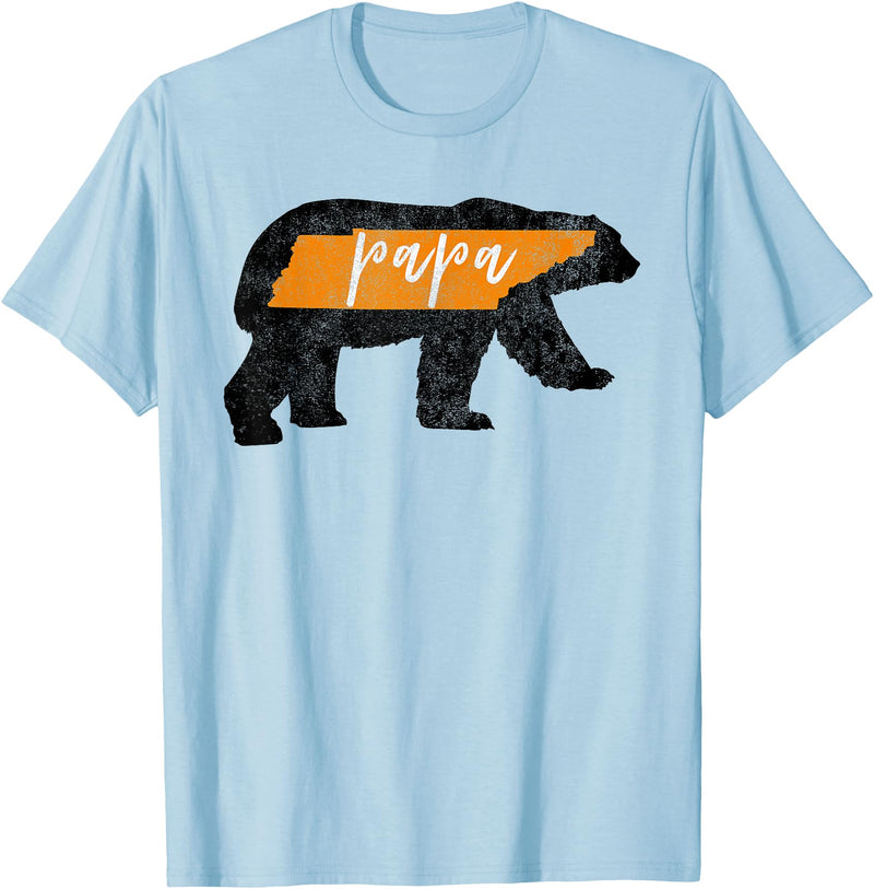 Tennessee State Flag and Home Vintage Shirt Co. Mens Papa Bear Tennessee State Flag Vintage Dad Shirt T-Shirt - Baby Blue