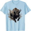 Safari Animal Art Buffalo Animal Print Splash Motif Bison Drawing Wildlife T-Shirt - Baby Blue