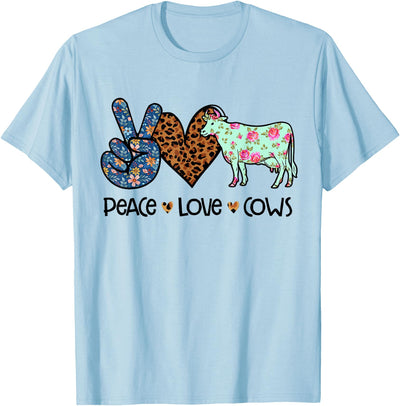 Peace Love Cows Chicken Lover Leopard T-Shirt