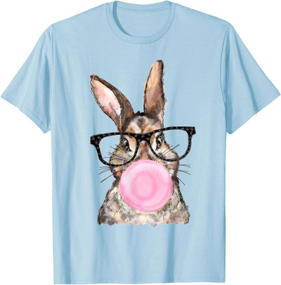 Bunny Blowing Bubblegum with Glasses T-Shirt