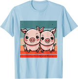 Cute Sibling Baby Little Pink Pig Sister Animal Pig Lovers T-Shirt - Baby Blue